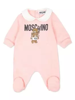 Moschino Kids мотив плюшевого мишки babygrow, розовый