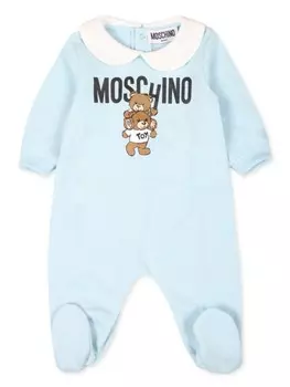 Moschino Kids мотив плюшевого мишки babygrow, синий