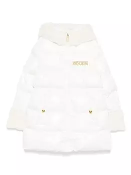 Moschino Kids пальто с вышитым логотипом, белый