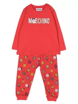Moschino Kids пижама с логотипом, красный