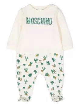 Moschino Kids пижама с логотипом, нейтральный цвет