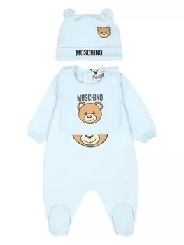 Moschino Kids пижама с логотипом, синий
