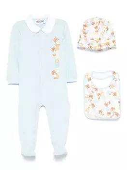Moschino Kids пижама с принтом Leo Teddy, синий