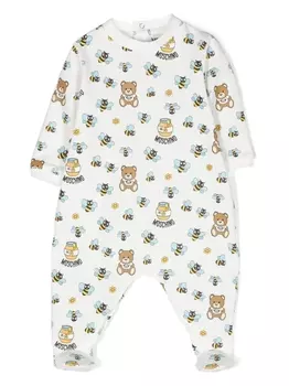 Moschino Kids пижама с принтом Teddy Bear, белый