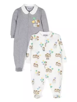 Moschino Kids пижама с принтом Teddy Bear, серый