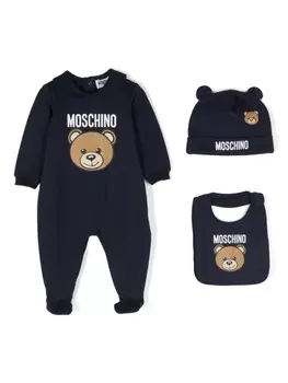 Moschino Kids пижама с принтом Teddy Bear, синий