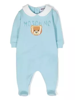 Moschino Kids пижама с тисненым логотипом, синий