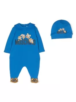 Moschino Kids пижама с узором Teddy Bear, синий