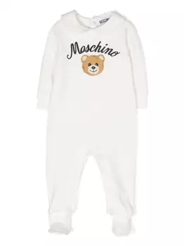 Moschino Kids пижама с вышитым логотипом, белый