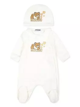 Moschino Kids пижамный комплект из хлопка с принтом «Медвежонок Тедди», белый