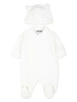 Moschino Kids пижамный комплект из махровой ткани с логотипом и жаккардом, белый