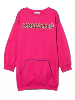 Moschino Kids платье-джемпер с вышитым логотипом, розовый