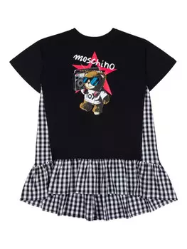 Moschino Kids платье-футболка с логотипом, черный
