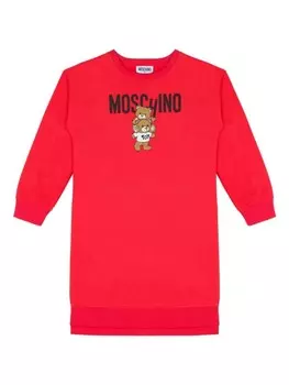 Moschino Kids платье из джерси с мотивом «Медвежонок Тедди», красный