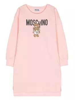 Moschino Kids платье из джерси с логотипом, розовый