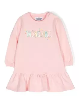 Moschino Kids платье из джерси с логотипом, розовый