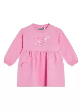 Moschino Kids платье из хлопка с принтом «Медвежонок Тедди», розовый