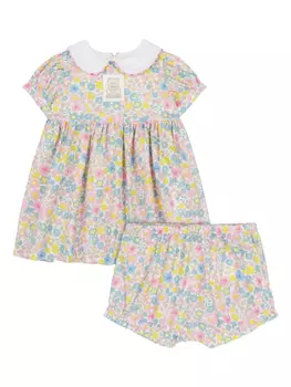 Moschino Kids платье с цветочным принтом, синий