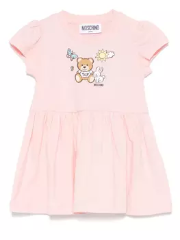 Moschino Kids платье с графичным принтом, розовый