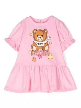 Moschino Kids платье с короткими рукавами и принтом, розовый