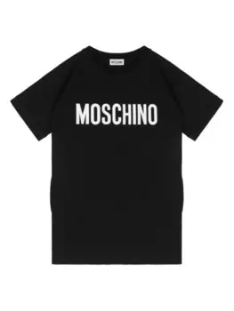 Moschino Kids платье с короткими рукавами и логотипом, черный