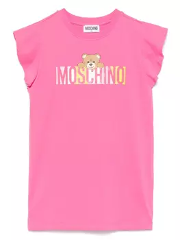 Moschino Kids платье с логотипом, розовый