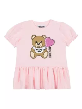 Moschino Kids платье с логотипом, розовый