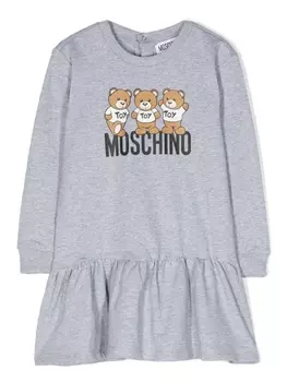 Moschino Kids платье с логотипом, серый