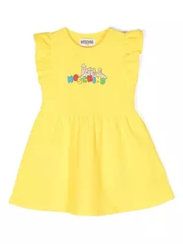 Moschino Kids платье с логотипом, желтый