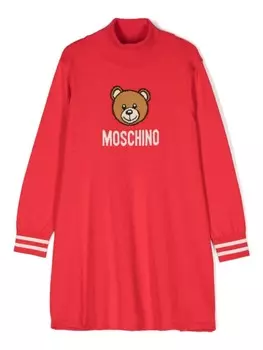 Moschino Kids платье с мотивом «Медвежонок Тедди», красный