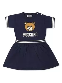 Moschino Kids платье с мотивом «Медвежонок Тедди», синий
