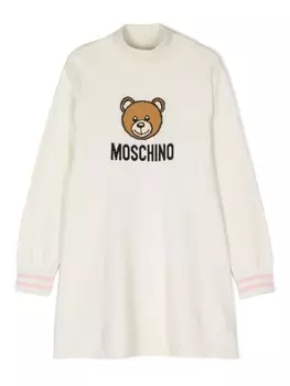 Moschino Kids платье с мотивом «Медвежонок Тедди», нейтральный цвет