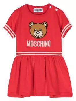 Moschino Kids платье с мотивом плюшевого мишки, красный