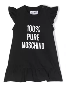 Moschino Kids платье с надписью, черный