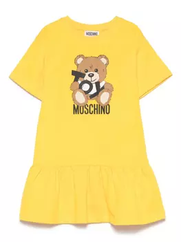 Moschino Kids платье с принтом Leo Teddy, желтый