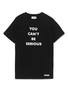 Moschino Kids платье с принтом-лозунгом, черный