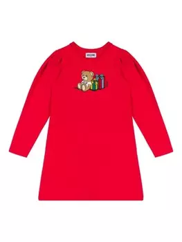Moschino Kids платье с принтом «Медвежонок Тедди», красный