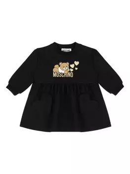 Moschino Kids платье с принтом плюшевого мишки, черный