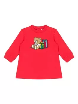 Moschino Kids платье с принтом плюшевого мишки, красный