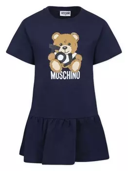 Moschino Kids платье с принтом, синий