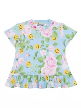 Moschino Kids платье с принтом, синий