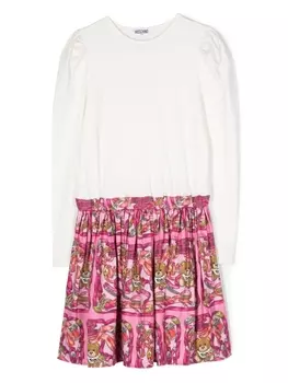 Moschino Kids платье с принтом Teddy Bear, белый