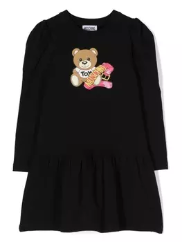 Moschino Kids платье с принтом Teddy Bear, черный
