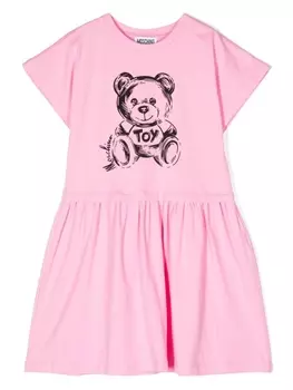 Moschino Kids платье с принтом Teddy Bear, розовый