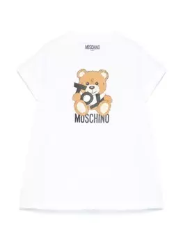 Moschino Kids платье с принтом Teddy Bear, белый