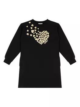 Moschino Kids платье с принтом в виде сердца, черный