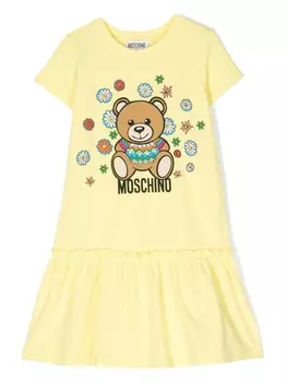 Moschino Kids платье с принтом, желтый