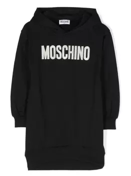 Moschino Kids платье-толстовка с нашивкой-логотипом, черный