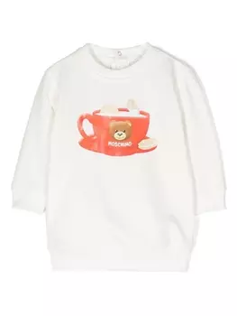 Moschino Kids платье-толстовка Teddy Bear, белый