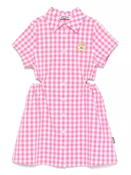 Moschino Kids платье в клетку гингем, розовый